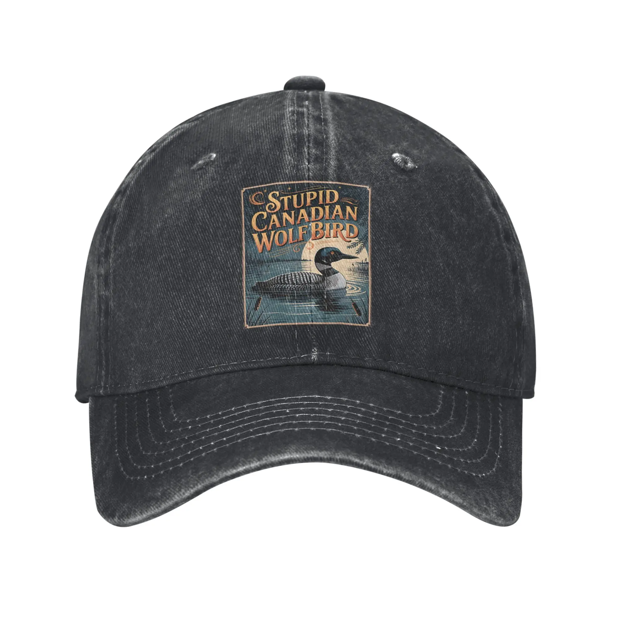 

Stupid Canadian Wolf Bird Vintage Casual Baseball Cap For Men Spring Running Hippie Hip Hop Hats Print Visor Baseball Caps