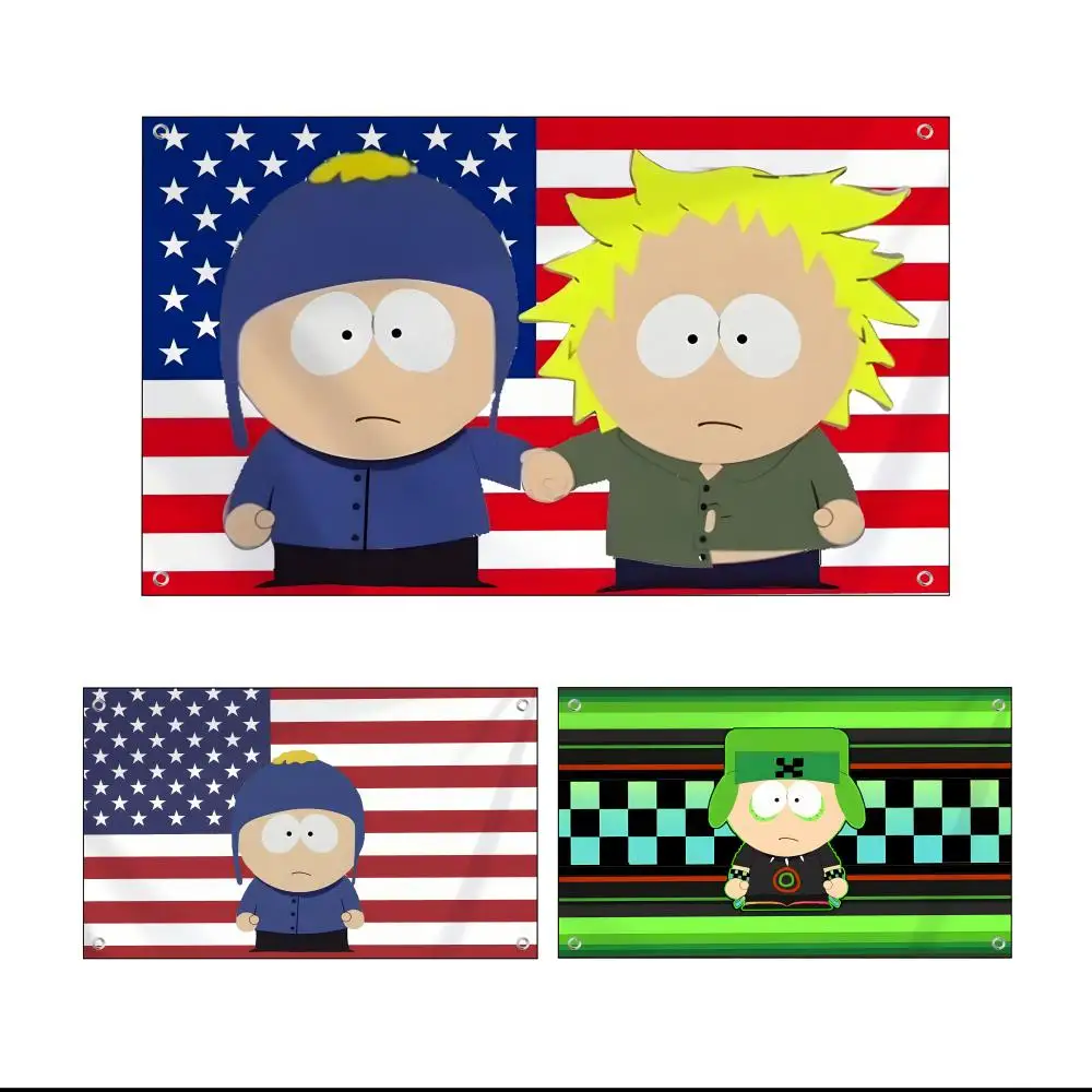 Cartoon S-South Park Willkommensflaggen, individuell gestaltbar, für Camping, Garten, Zimmer, Schlafzimmer, Dekoration, Party-Hintergründe, Wandkunst, Familiengeschenke