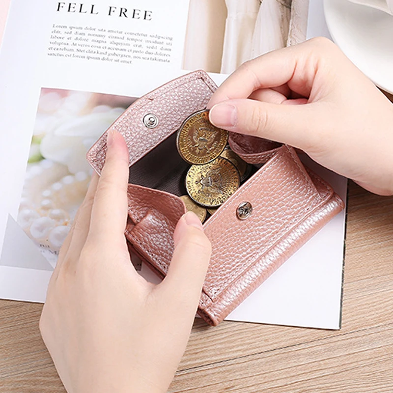 Pu Leather Mini Wallet Women Anti-Credit Card Fraud Small Purse Folding Clutch Coin Bag Money Clip Short Style for Daily Use