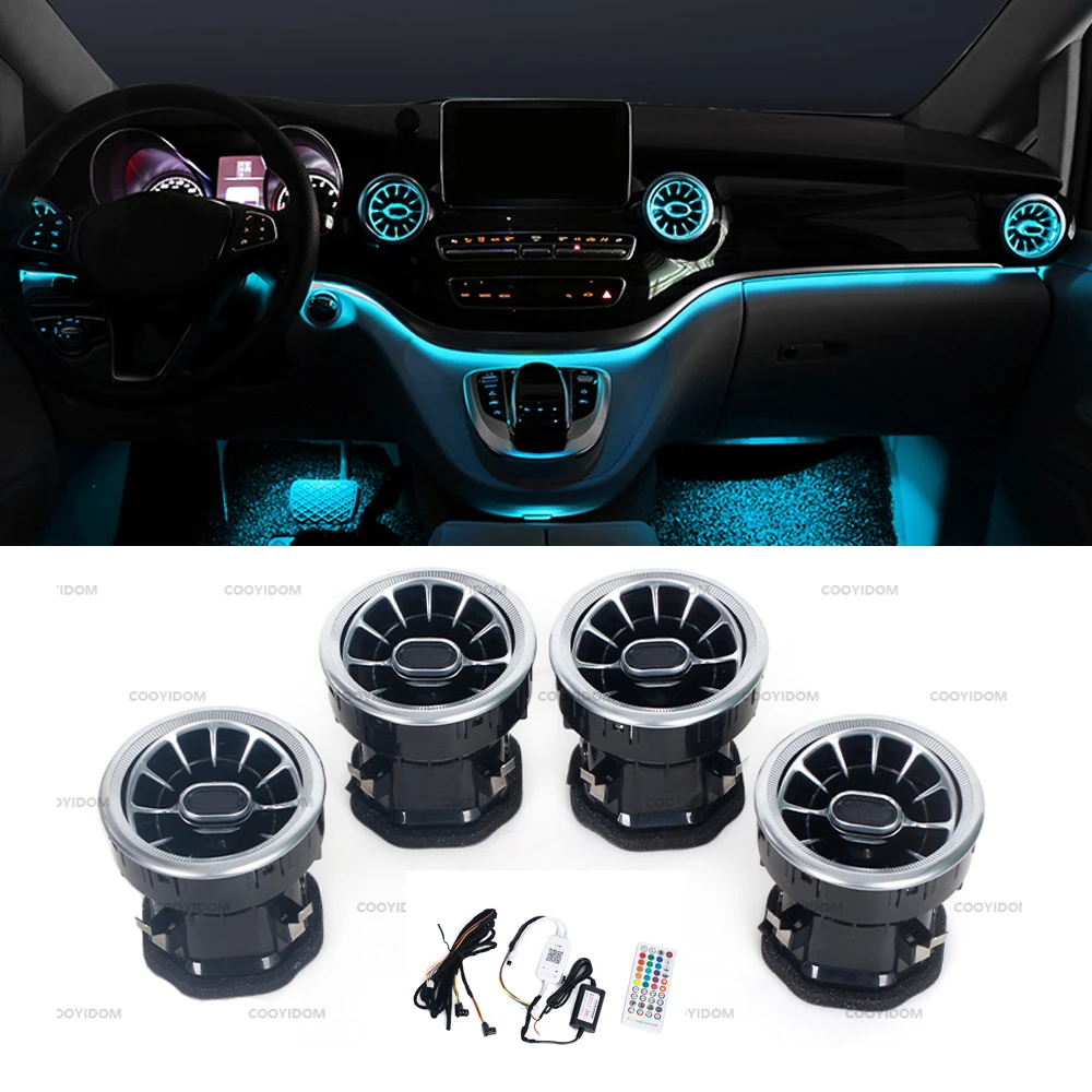 

Светодиодная передняя приборная панель, вентиляционное отверстие для кондиционера переменного тока, турбо, внутренние автомобильные аксессуары для Mercedes Benz V-Class W447 Vito V250 V260