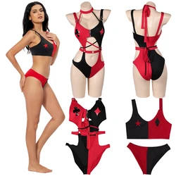 Quinzel Women Cosplay Sexy Lingerie Cartoon Movie Super Villain Fantasia adult Costume Halloween Carnival Party Clothes