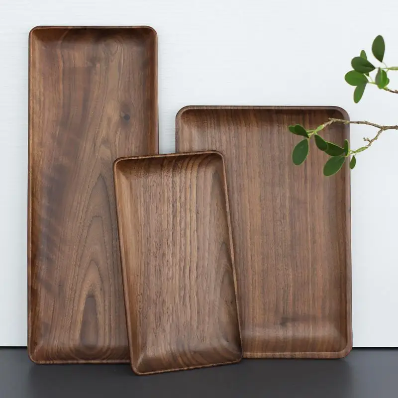 

Высококачественный деревянный поднос из орехового дерева, японский Sle, чайная чашка для хранения, Di, ретро, Fini, плоская тарелка, прямоугольная, ручная работа, Crt
