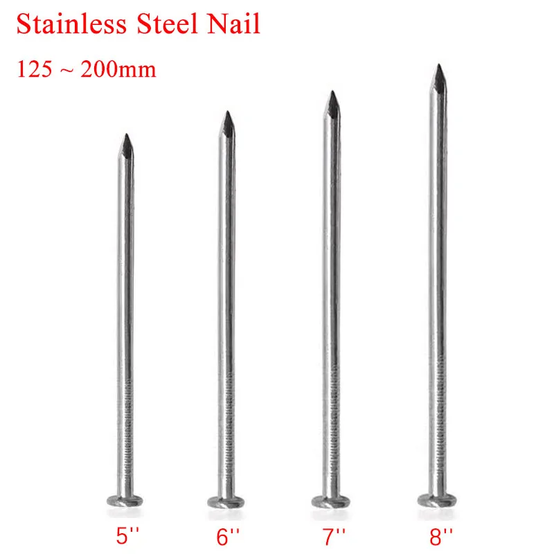 Lengthened Stainless Steel Nail 5'' 6'' 7'' 8'' Carpenter Round Nail Large Size Nail for Woodworking 125-200mm Lengnth