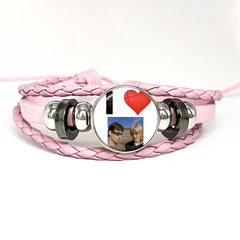 Zero Day Movie Cal Robertson Funny Meme Cute Bow Pink Leather Bracelet Glass Cabochon Button Multilayer Bangles Wristband Gift