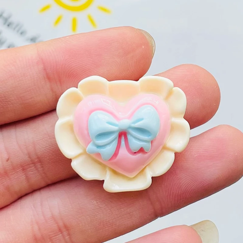 6 Pcs Cute Bright Cartoon Butterfly Junction Heart Shaped Cake Resin Scrapbook Diy Jewelry Wedding Hairpin Accessories A80