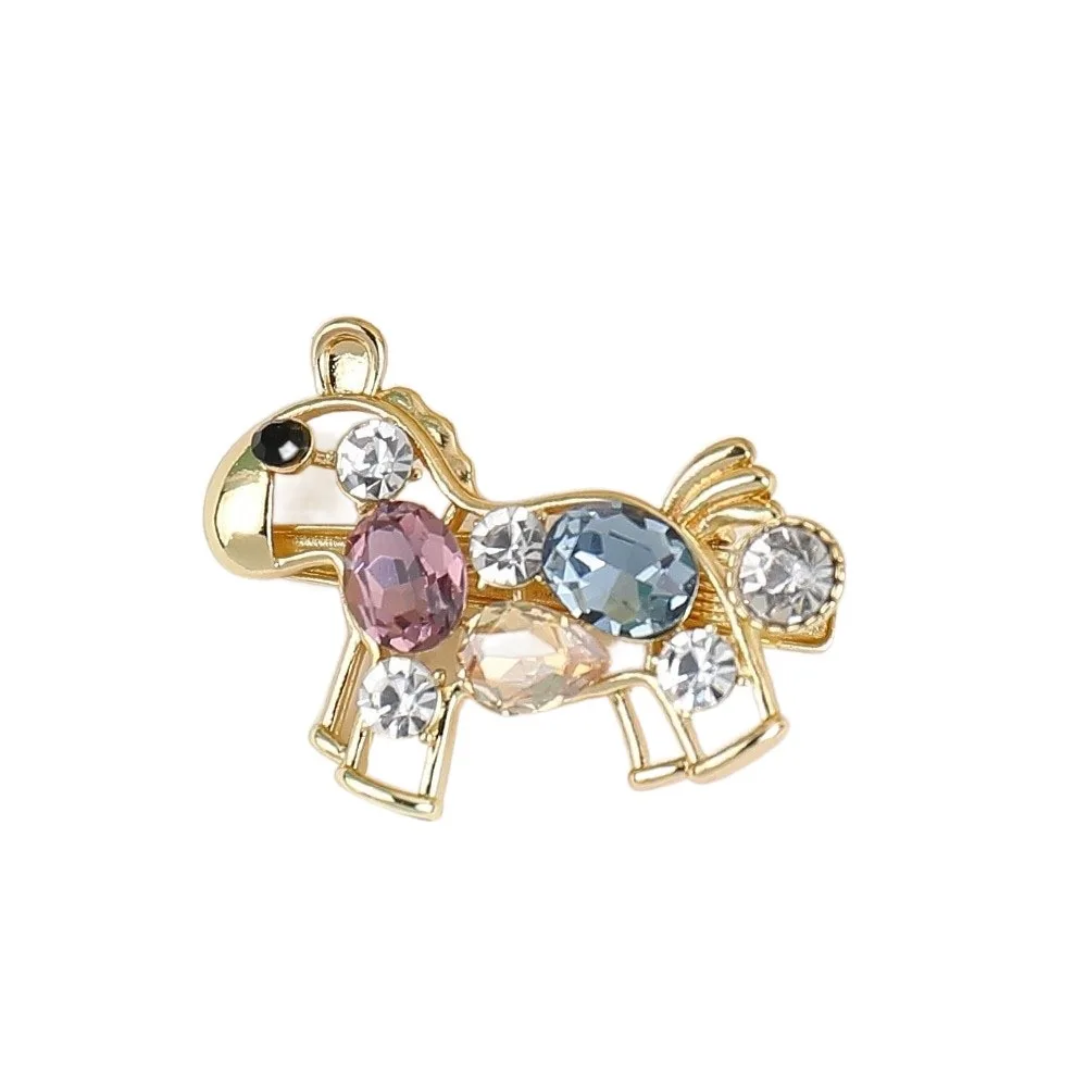 

Portable Zinc Alloy Horse Hairpin Colored Chinese Cartoon Hair Clip Zodiac Side Clip Rhinestone Edge Clip Party