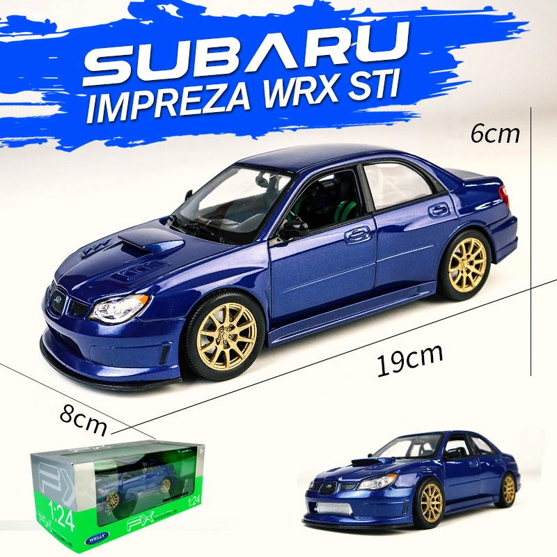 WELLY 1:24 SUBARU IMPREZA WRX STI Sports Car Simulation Alloy Car Model Crafts Decoration Collection Toy Tools Gift B230