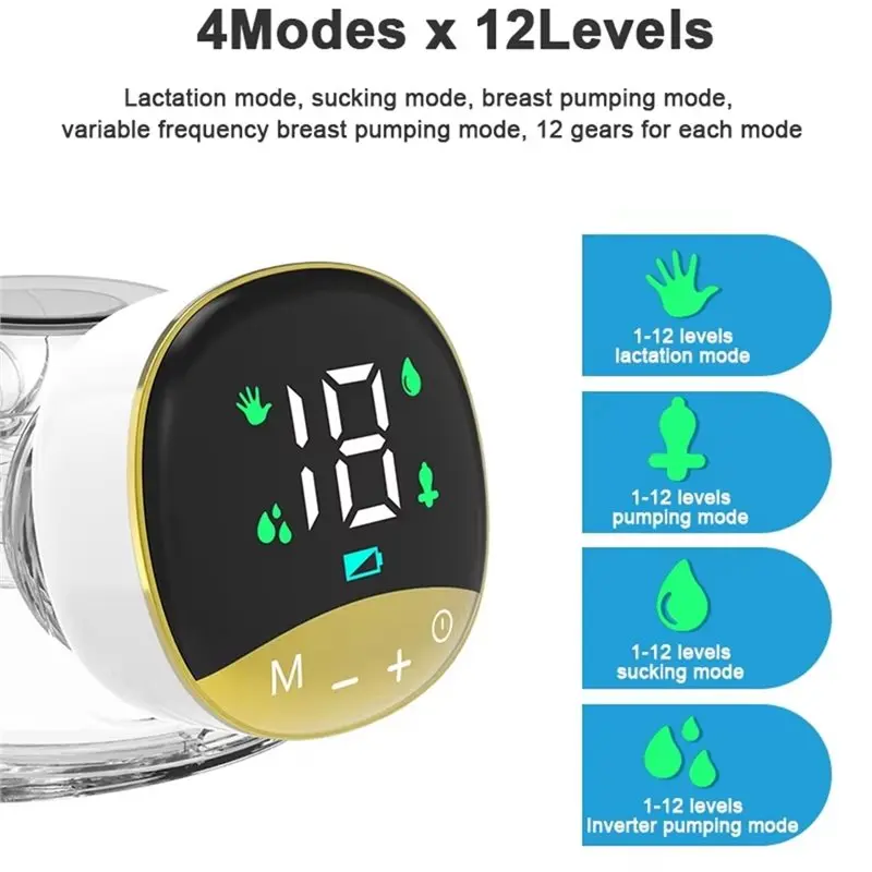 AS96-Portable Wearable Electric Breast Pump Hands-Free Unilateral Painless Fully Automatic Integrated Design