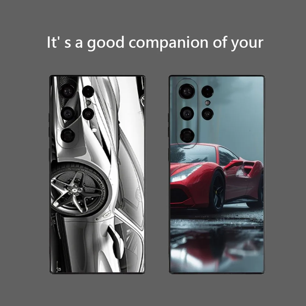 Classic Supercar F-Ferraries Phone Case For Samsung Galaxy S25 Ultra S22 S23 S24 Ultra S21 S20 5G Protective Soft Silicone TPU F