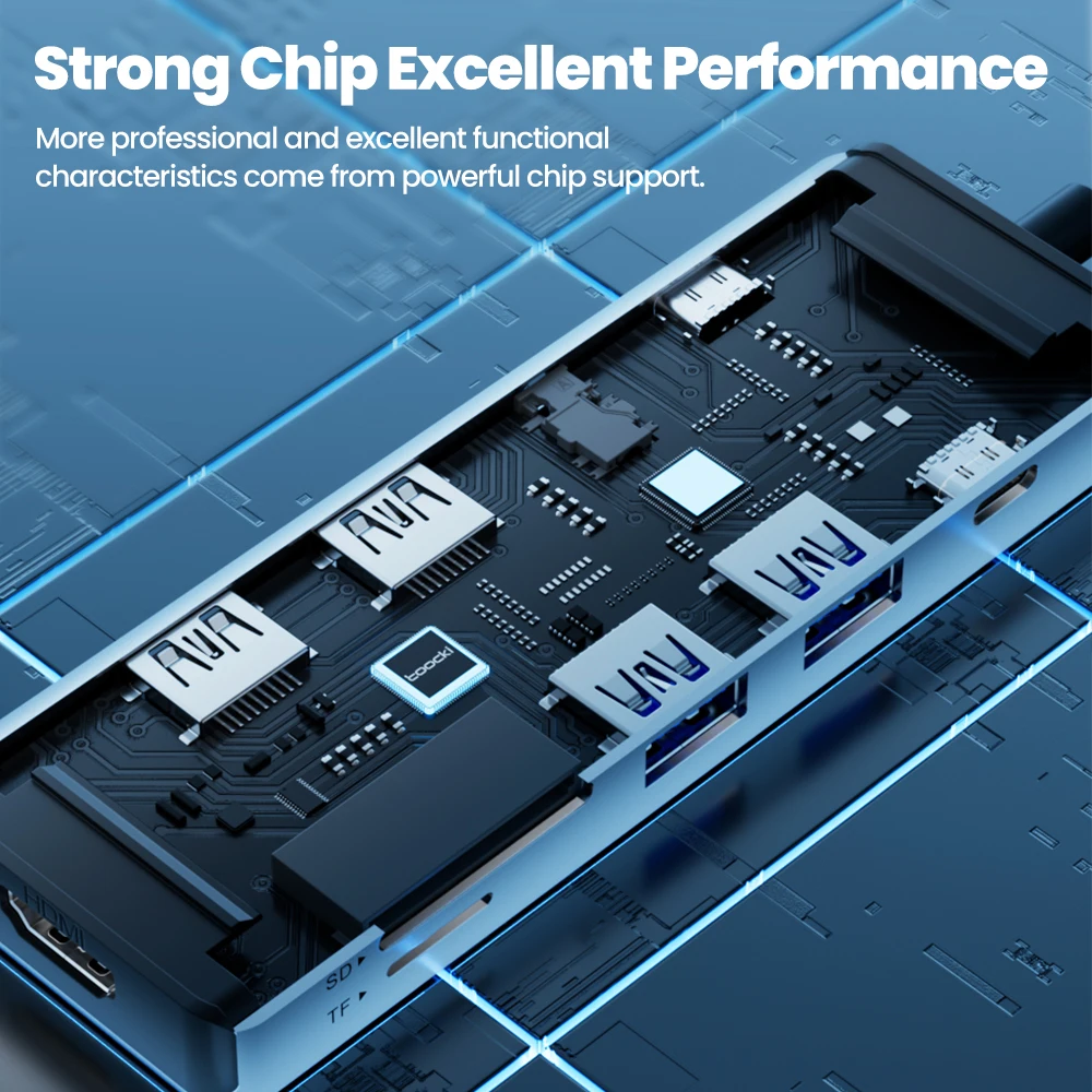 Toocki USB C Hub Adapter Type-C to HDMI-Compatible 10 in 1 Docking Station Multi Plugs USB Splitter for iPad MacBook Pro Air