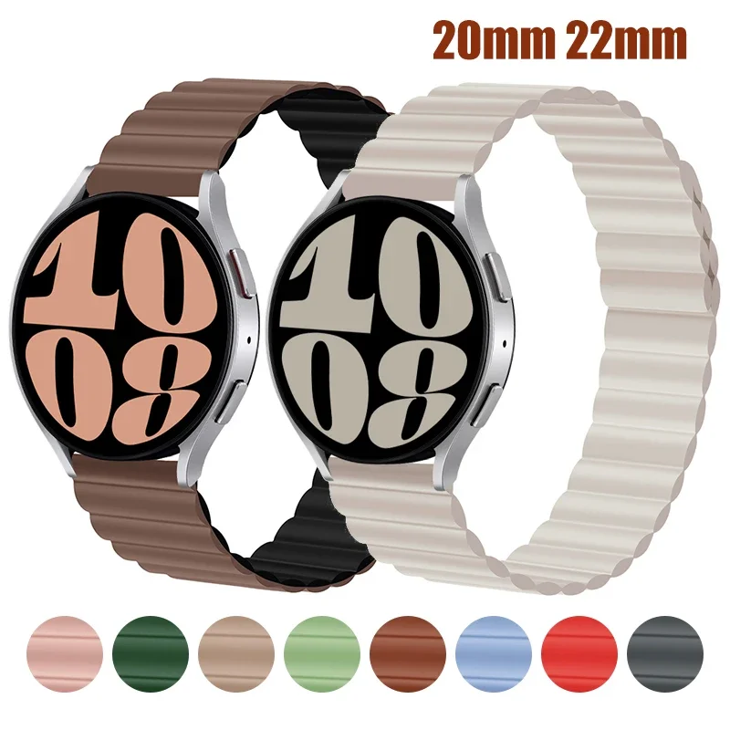 Silicone Loop For Samsung Galaxy watch 6 5 pro/4/Classic/active 2 band 20mm 22mm link Magnetic bracelet huawei GT 2-2e 3-4 strap