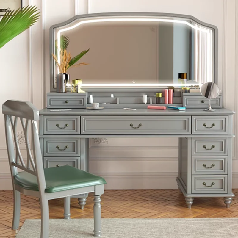 

Nordic Mirror Vanity Tables Lights Stool Modern Cheap Drawer Vanity Tables Makeup Salon Wood Schmink Tisch House Accessories