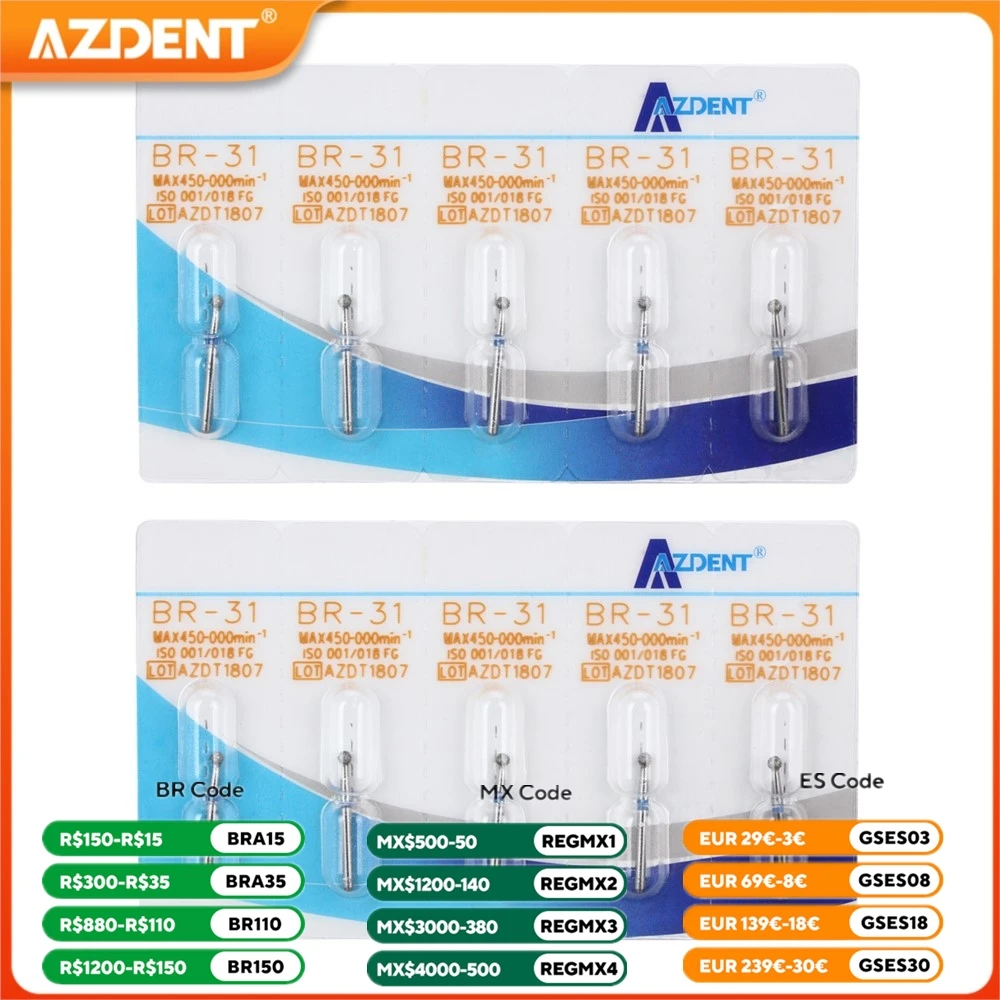 10 sztuk dentystyczne wiertła diamentowe FG wiertła AZDENT 1.6mm 133 rozmiary wiertło do szybkiej rękojeści narzędzia stomatologiczne Instrument