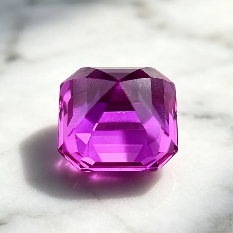 Hochwertiger Laborgezüchteter Saphir in Pink, Asscher-Schliff, Edelstein für DIY-Schmuckherstellung, Hauptmaterialien wählbar, Zertifikat erhältlich. – Detail 5