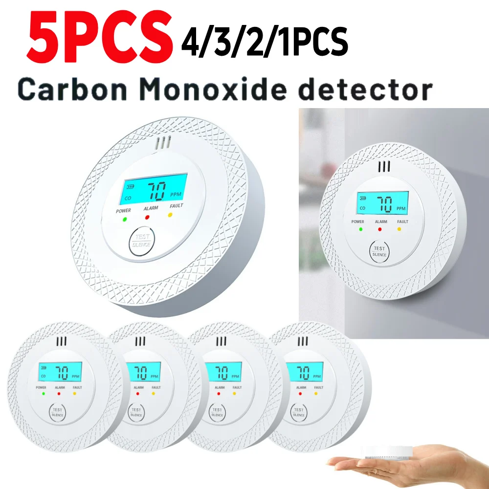 

1-5 шт. датчик сигнализации CO детектор сигнализации угарного газа 85 дБ высокочувствительное звуковое предупреждение с ЖК-цифровым дисплеем для дома и помещения