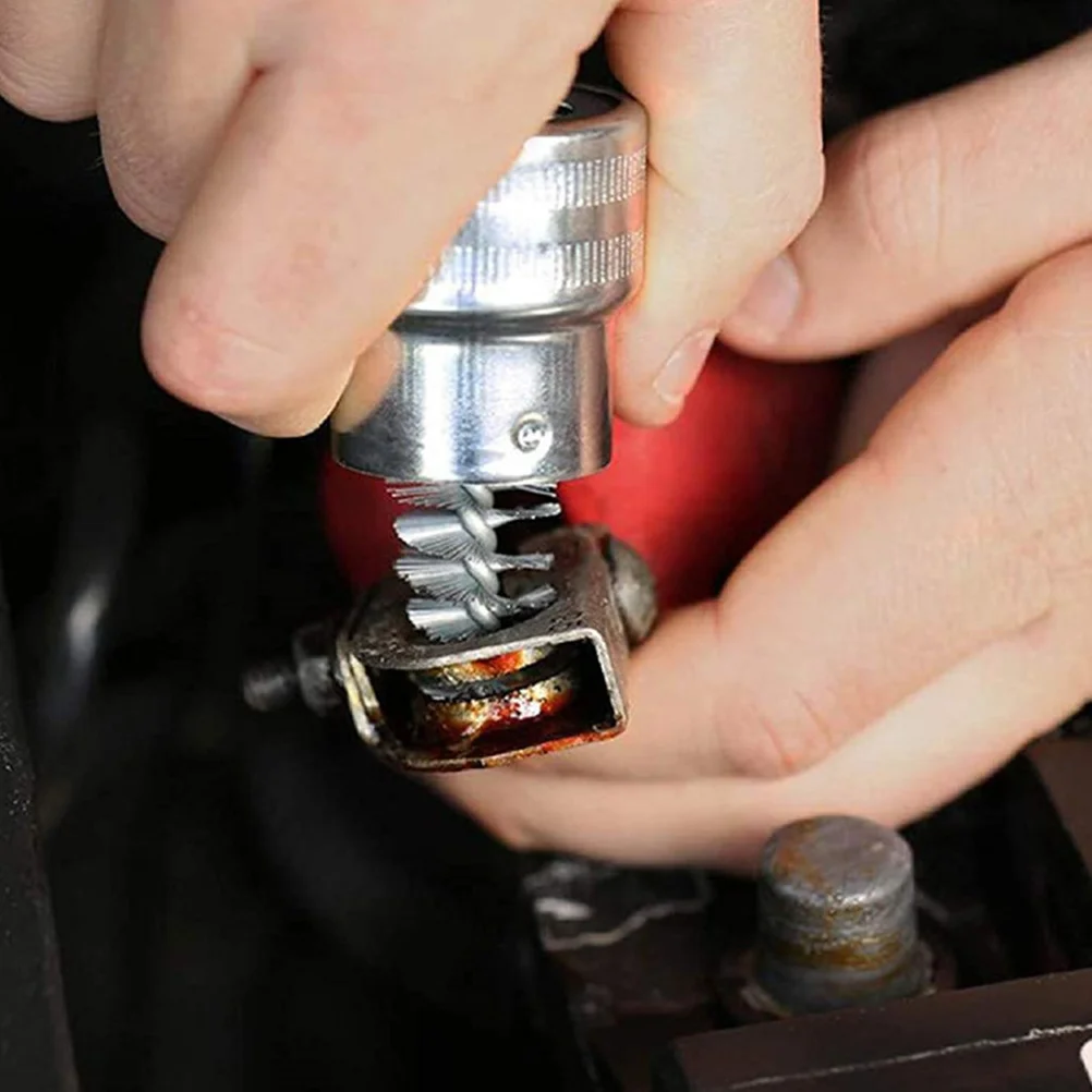 

1Set Car Terminal Brush Post Cleaner Heavy Duty Steel Wire Bristles Car Care Tool Cleaning Tire Washing Brush