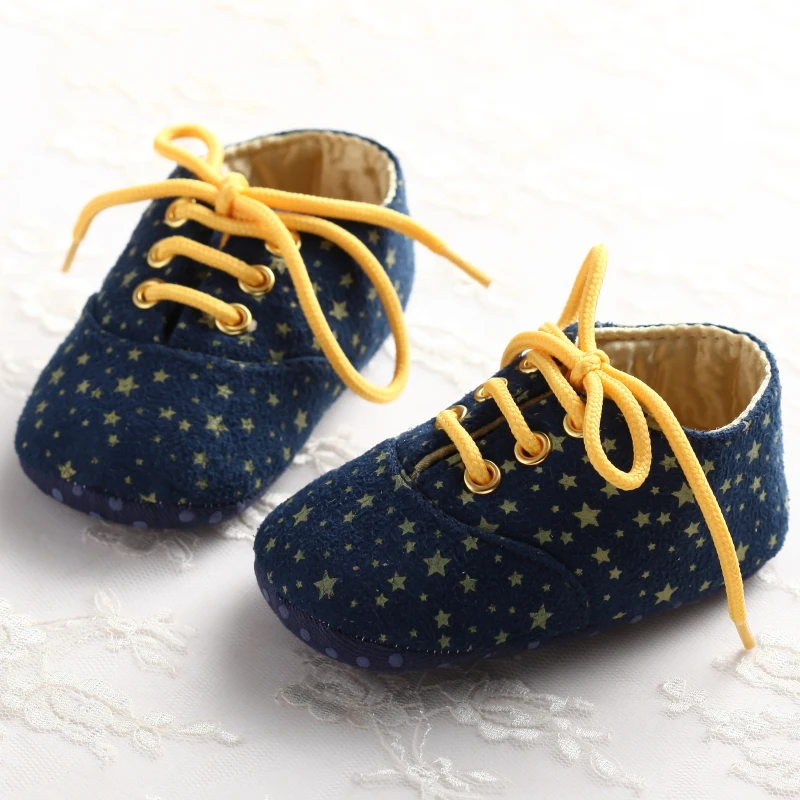 0-18M Newborn Baby Walker Girl Boy Star Embellished Casual Shoes Anti Slip Soft Sole Baby Walker Shoes