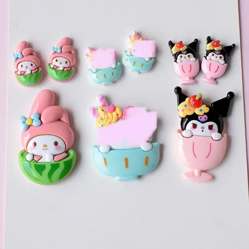 2/5pcs น่ารัก Sanrio Ice Cream การ์ตูนเรซิ่น flatback DIY Kawaii เรซิ่นอุปกรณ์เสริมหัตถกรรมวัสดุ scrapbooking embellishment
