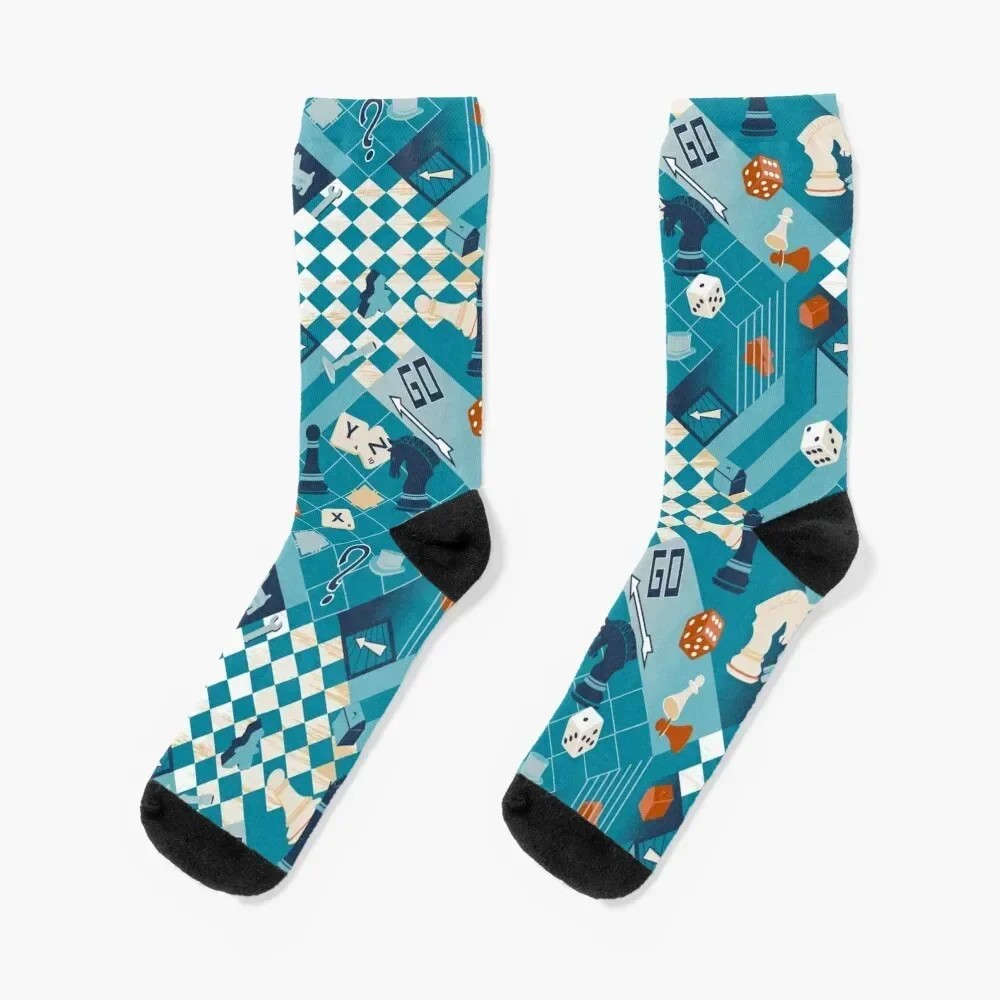 Board games - turquoise Socks Heating sock warm winter Men Socks Women's