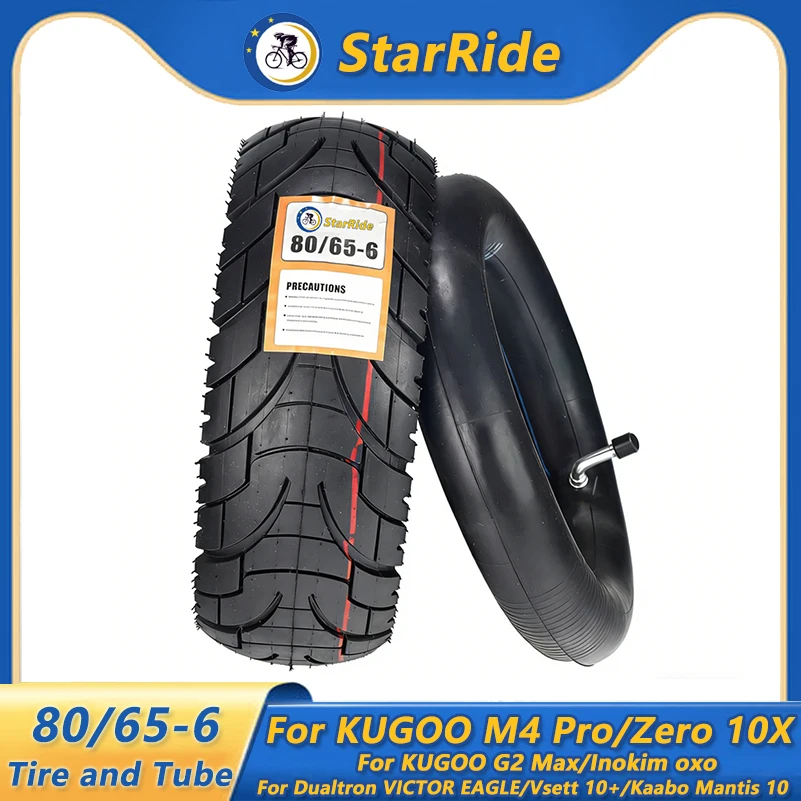 Pneu et chambre à air 80/65-6, pneu de scooter 10 pouces pour Kugoo M4 Pro/Zero 10X/KUKIRIN G2 Max/Inokim Oxo/Kugoo G1 255X80, pièces détachées