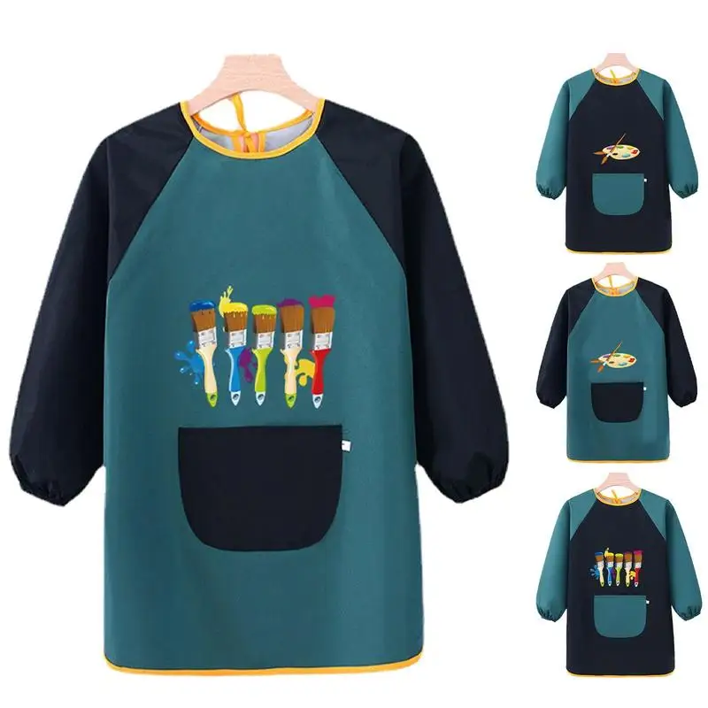 Long Sleeved Kids Painting Aprons Kids Boys Girls Waterproof Art Craft Painting Drawing Children Bib Apron Pottery Cooking