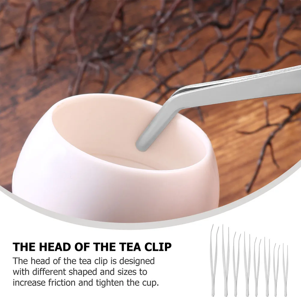 8 قطعة الفولاذ المقاوم للصدأ فنجان شاي كليب عدم الانزلاق ملقط معدني للمنزل بار فندق مطعم استخدام البستنة إصلاح الملقط