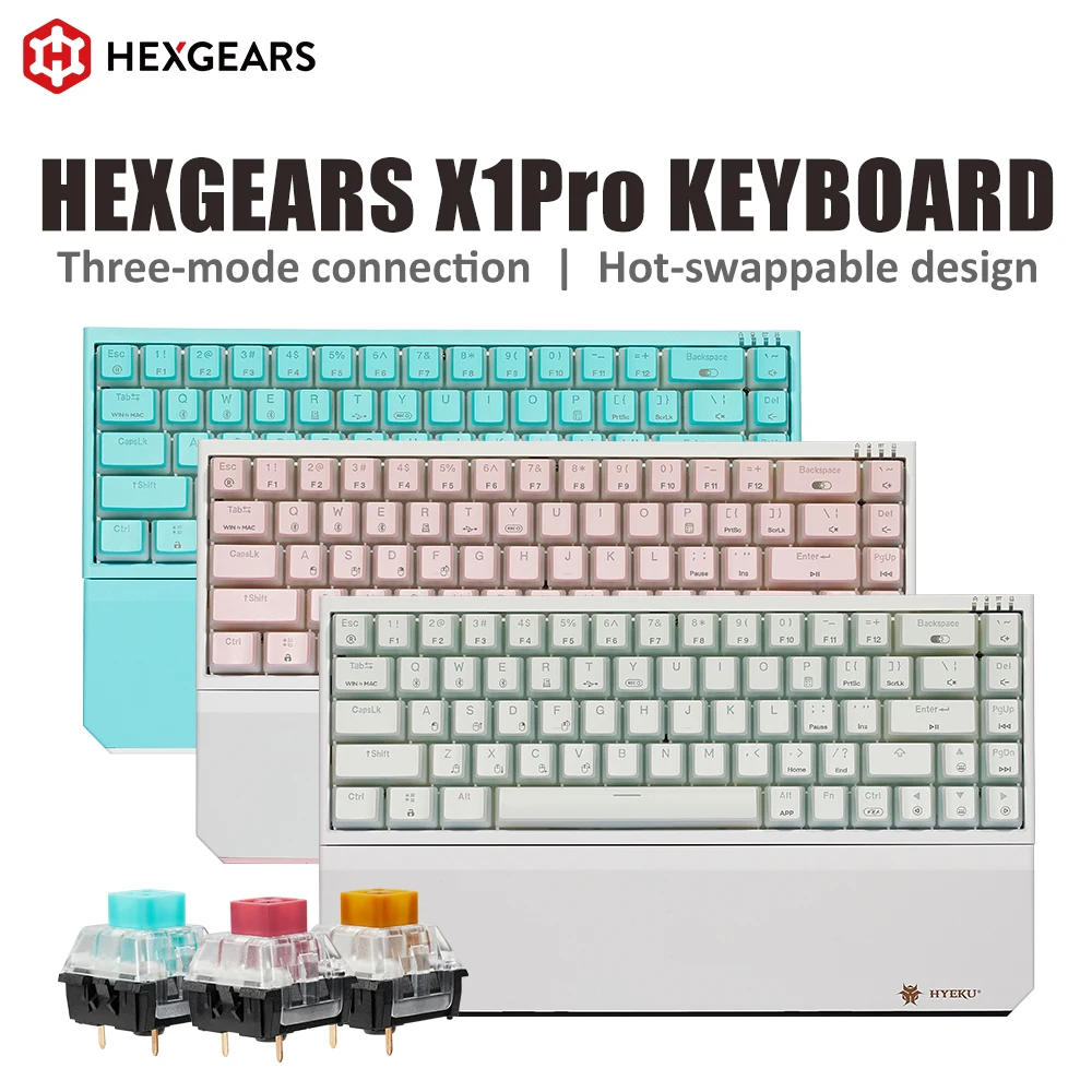 

HEXGEARS X1Pro Bluetooth Wireless Keyboard PBT Keycaps Hot-swappable Switch Portable Mechanical Keyboard Three-Mode for Phone PC