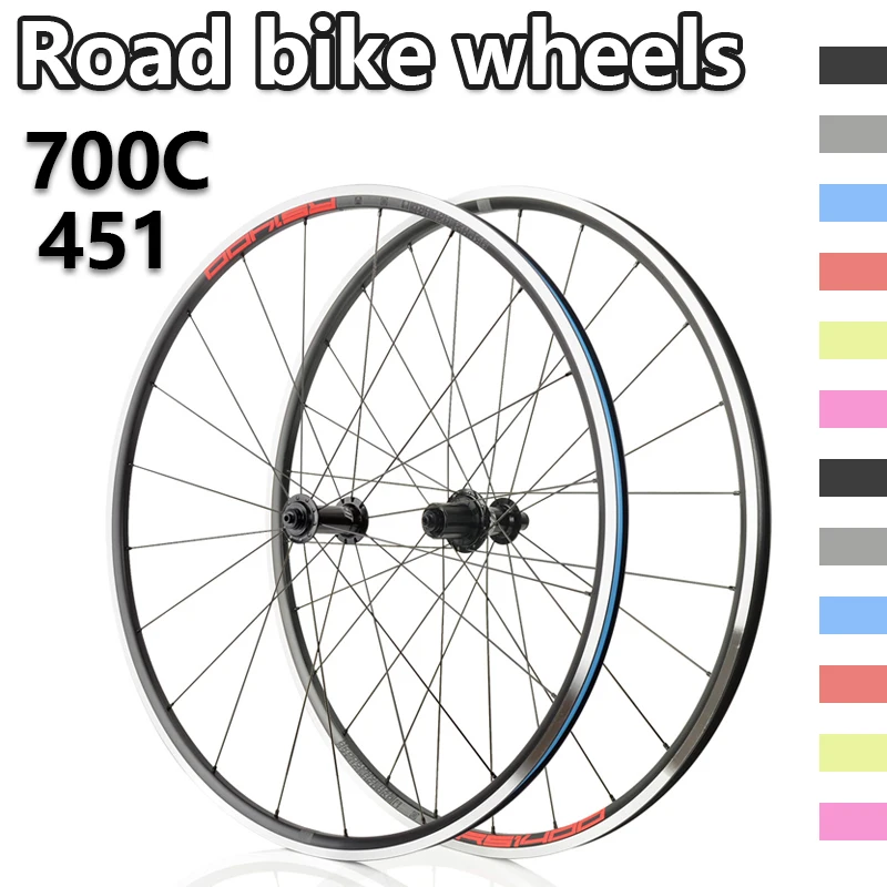 Road Bike Wheelset 700c Rim Brake Bicycle Wheel 451 Aluminum Alloy FV 700x23-25C Tyre Super Light Road Wheels Cycle Parts