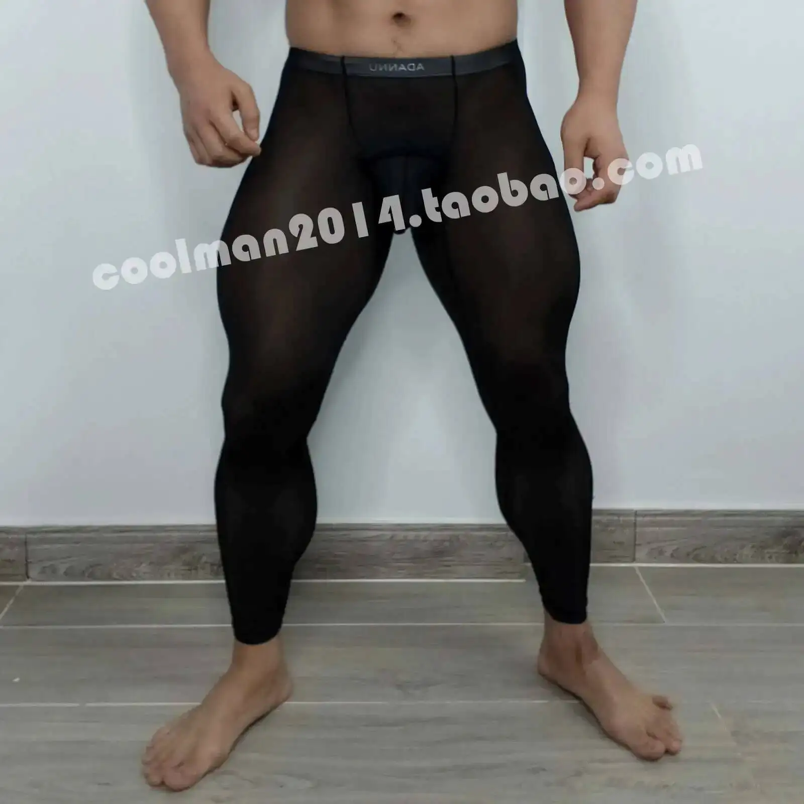 Ultra-thin Sheer Fitness Leggings Men Plus Size Tight Sexy See Through Elastic Sport Pants