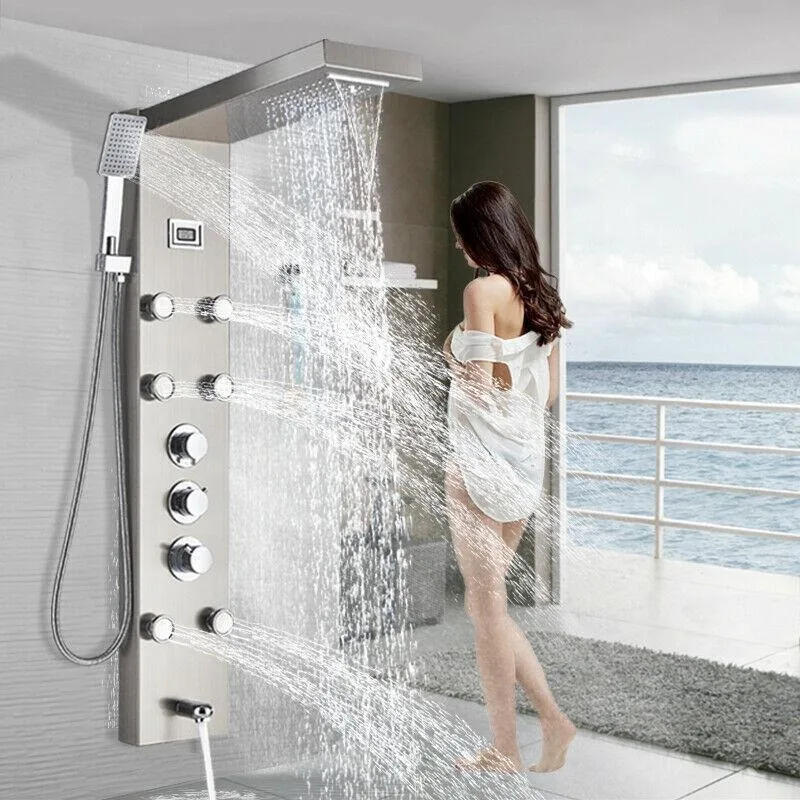 Shower Panel bathroom wall mounted stainless steel Waterfall shower column set