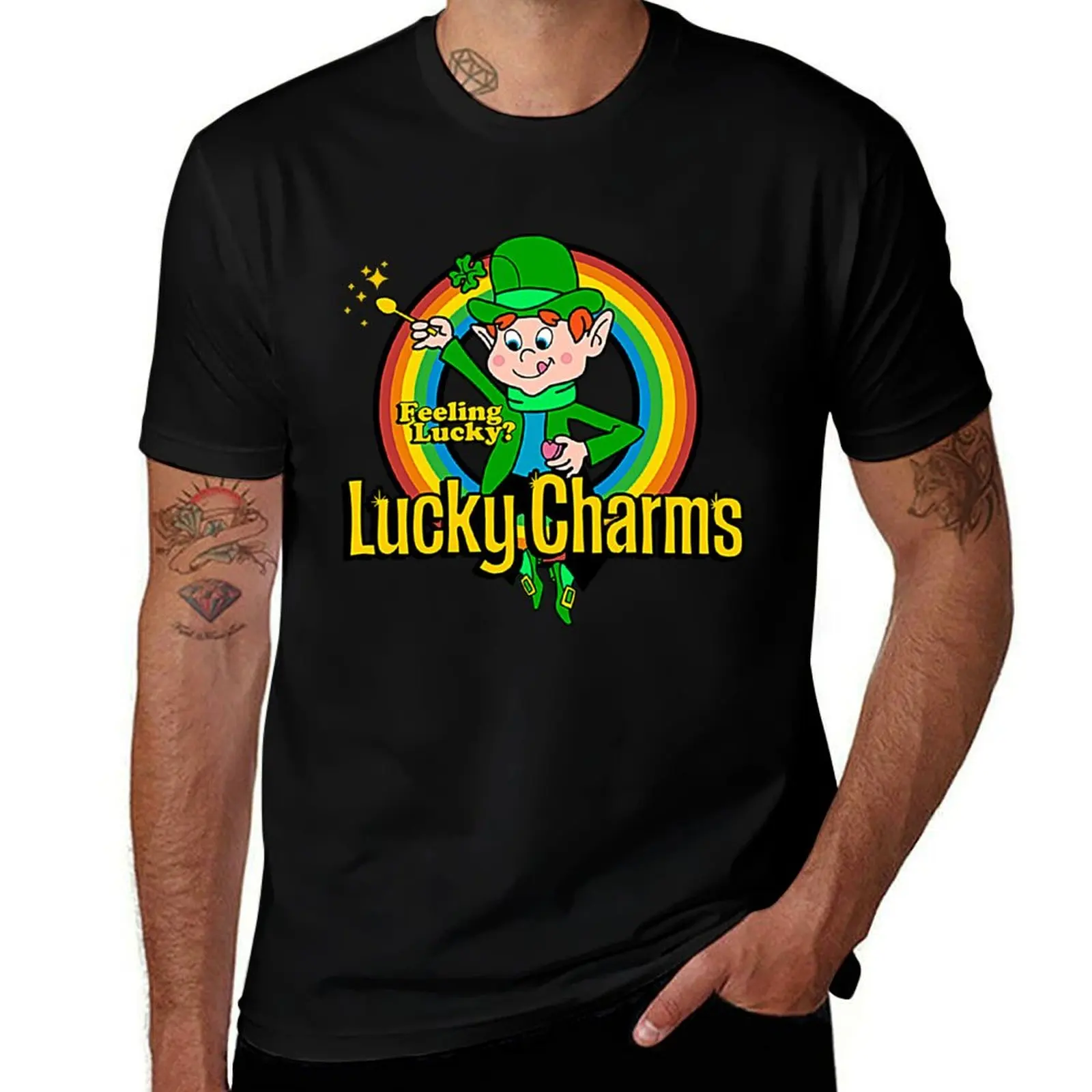 Lucky Charms St Patricks Day T-Shirt Basic Solid Color Short Sleeve T-Shirt