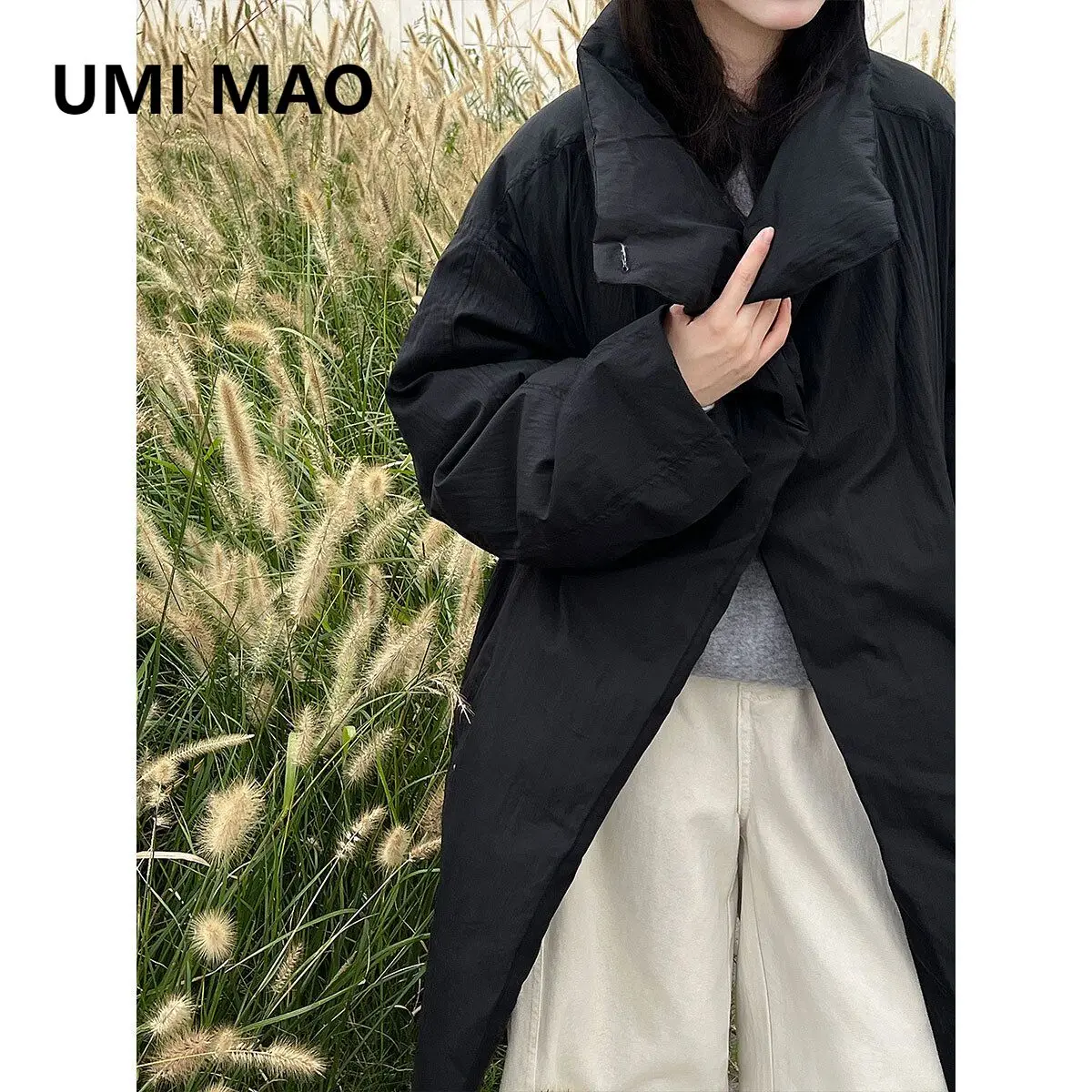 

UMI MAO 90 White Duck Down Jacket Stand Collar Warm Large Quilt Coat For Women Winter Design Thickened Down Coat