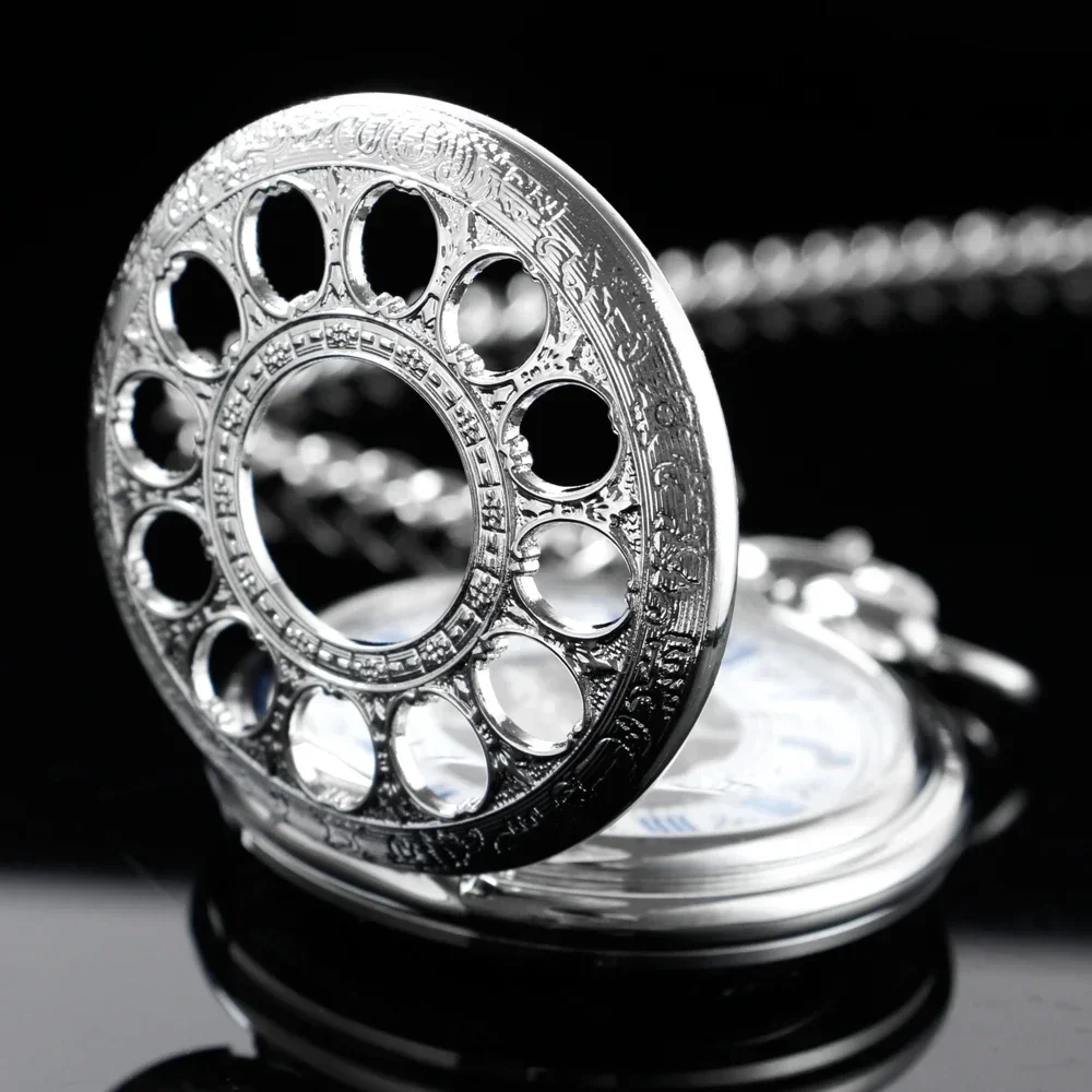 Luxury Silver Steampunk Mechanical นาฬิกาพ็อกเก็ตนาฬิกาจี้ Vintage Fob นาฬิกาผู้ชายผู้หญิงนาฬิกาของขวัญวันเกิด