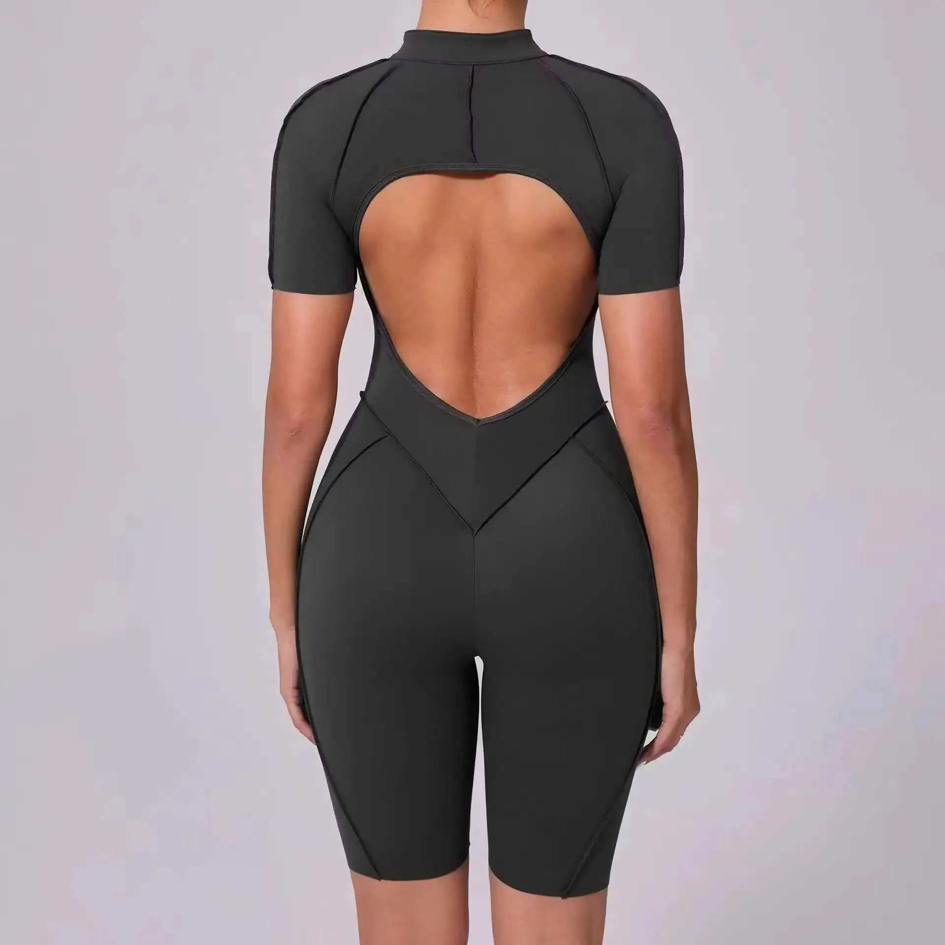

New Summer Women Yoga Clothes Rompers Workout Sports Short Sleeves One-piece Suit Female Outdoor Recreation Bodysuits Gym Set