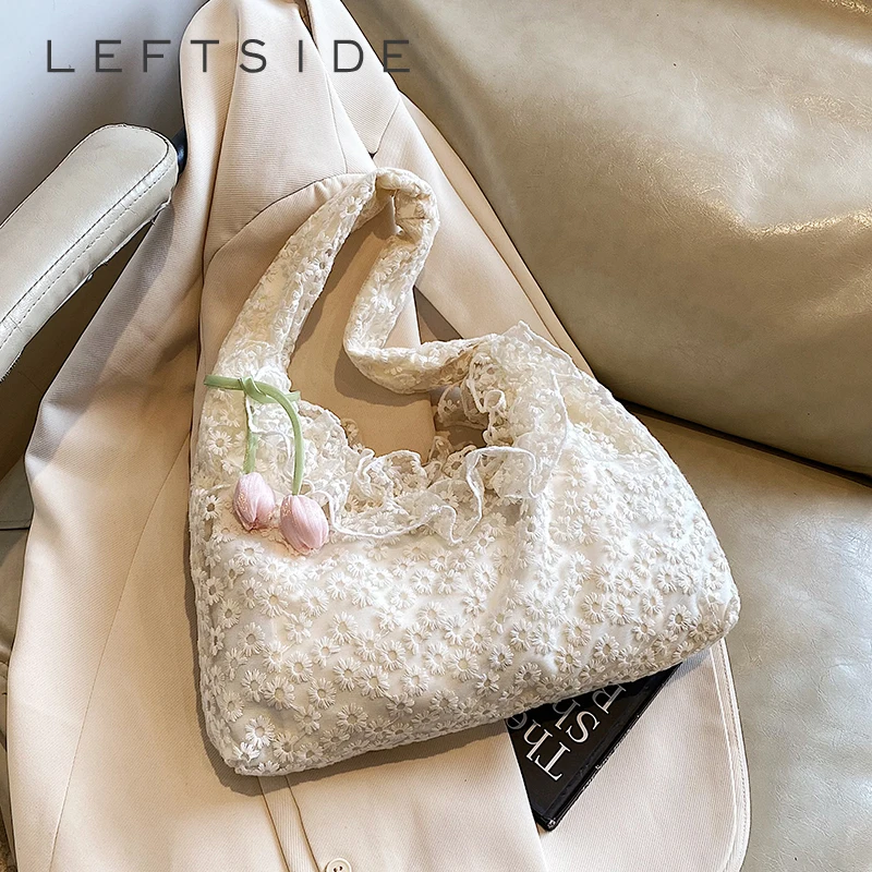 

LEFTSIDE Sweet Hobo Underarm Bags for Women 2025 Summer New in Trend Fashion Shoulder Bag Ladies Cute Handbags and Purses