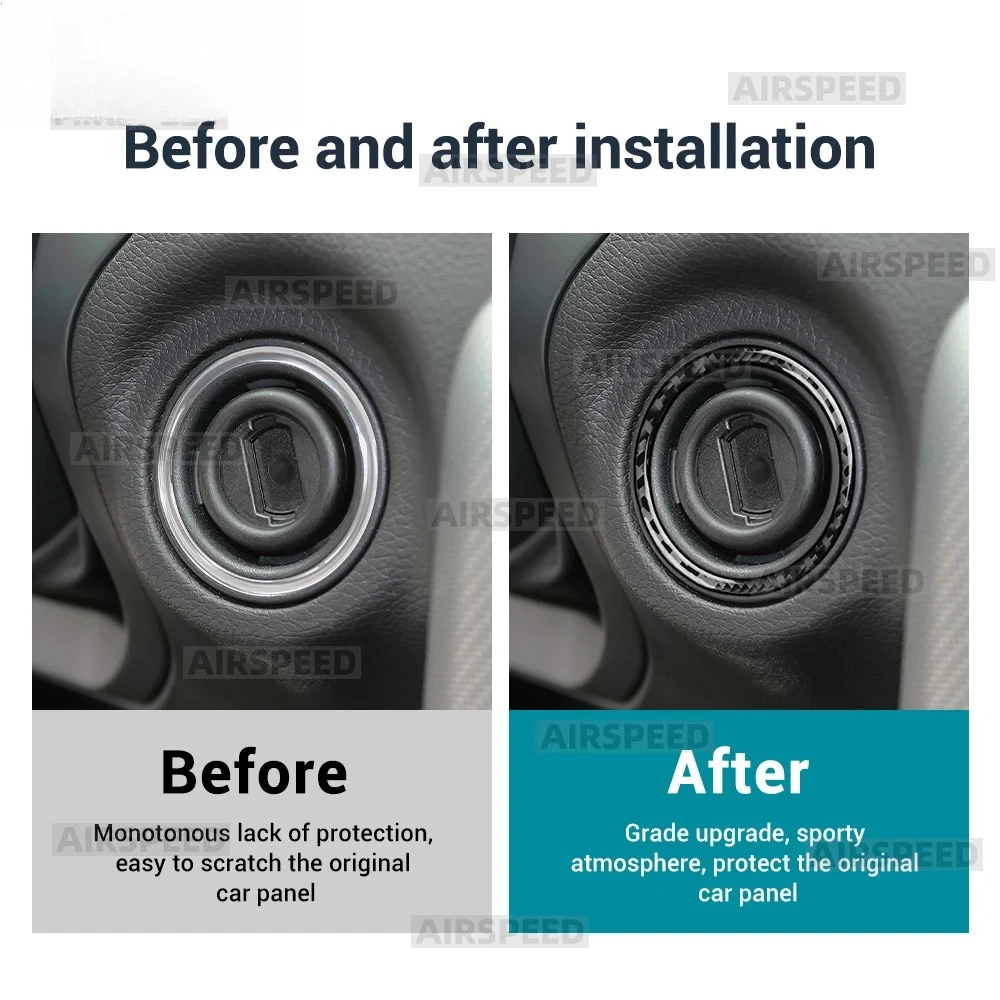 For Mercedes Benz SLK R172 2011-2016 Real Carbon Fiber Steering Wheel Button Panel Trim Interior Decoration Sticker High Quality