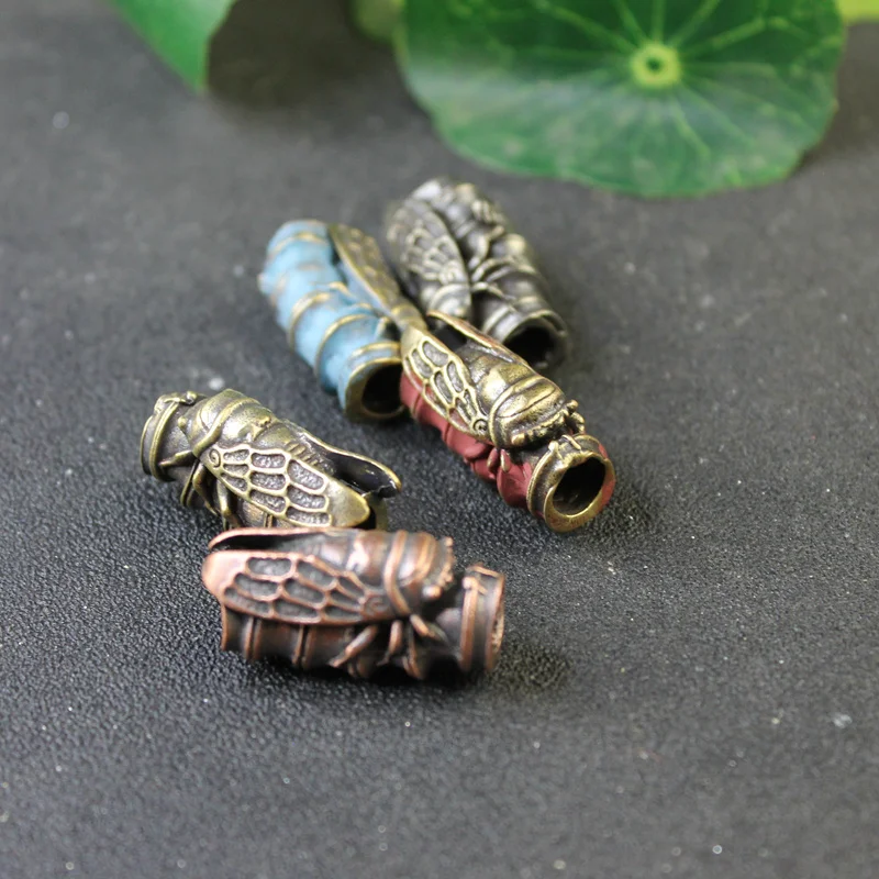 Bamboo Cicada Brass Knife Beads DIY Handmade Paracord Beads Lanyard Pendants Accessories EDC Outdoor Tool Umbrella Rope Hangings view 3