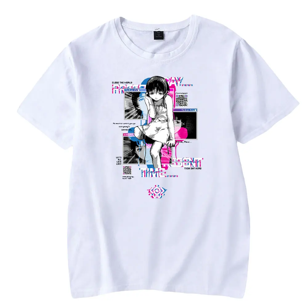 Serial Experiments Lain T-shirt Crewneck Short Sleeve Tee Men Women's Tshirt Harajuku Streetwear Anime Clothes