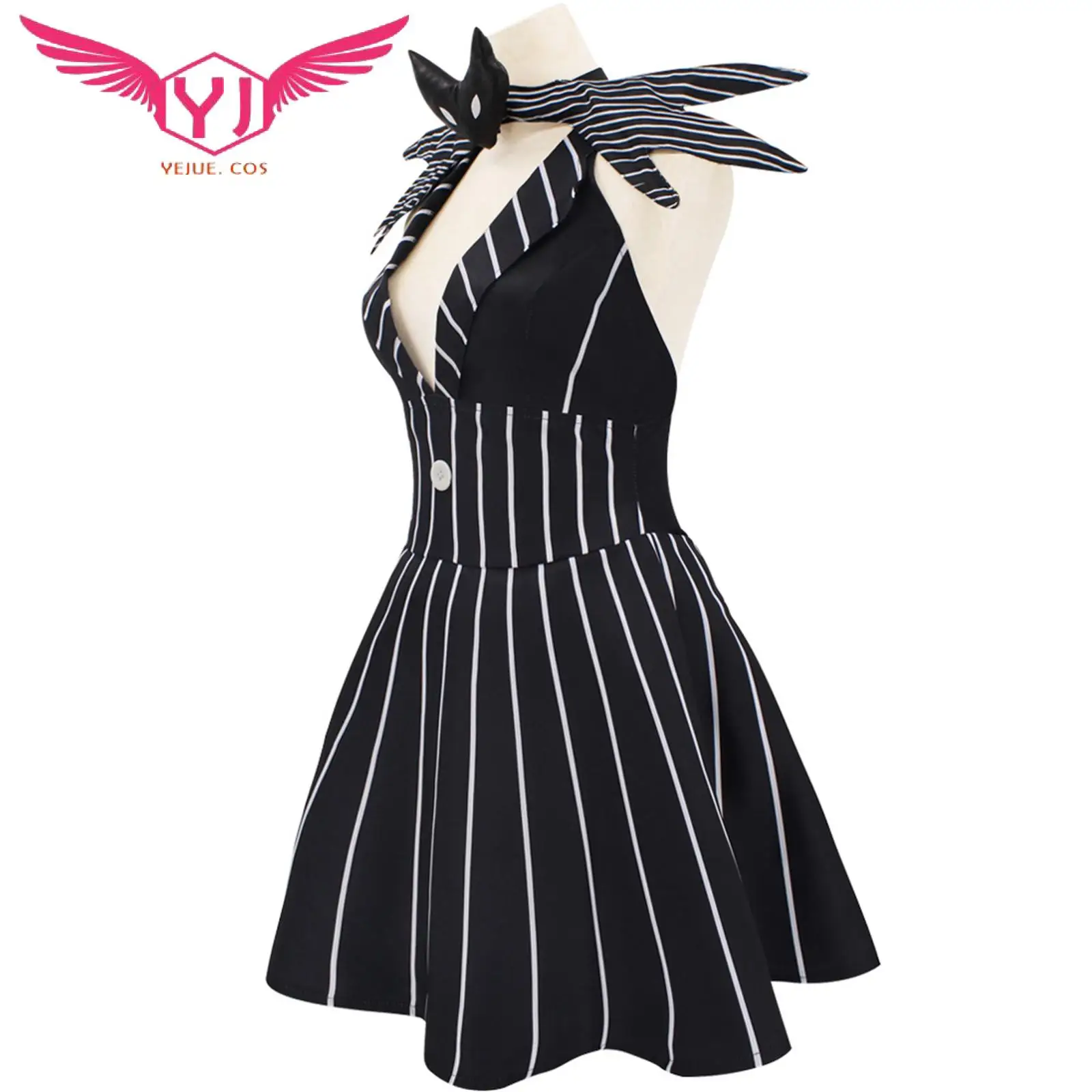 Costume de Cosplay The Night Jack Skellington pour Homme et Femme, Tenue de Noël, Robe à Rayures Noires, Vêtements de Barrage pour ixd'Halloween