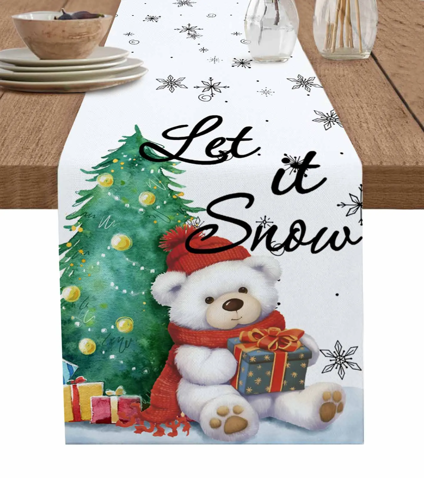 Christmas Snowflakes Retro Koala Table Wedding Decor Table Cover Holiday Party Coffee Table Decoration Tablecloth