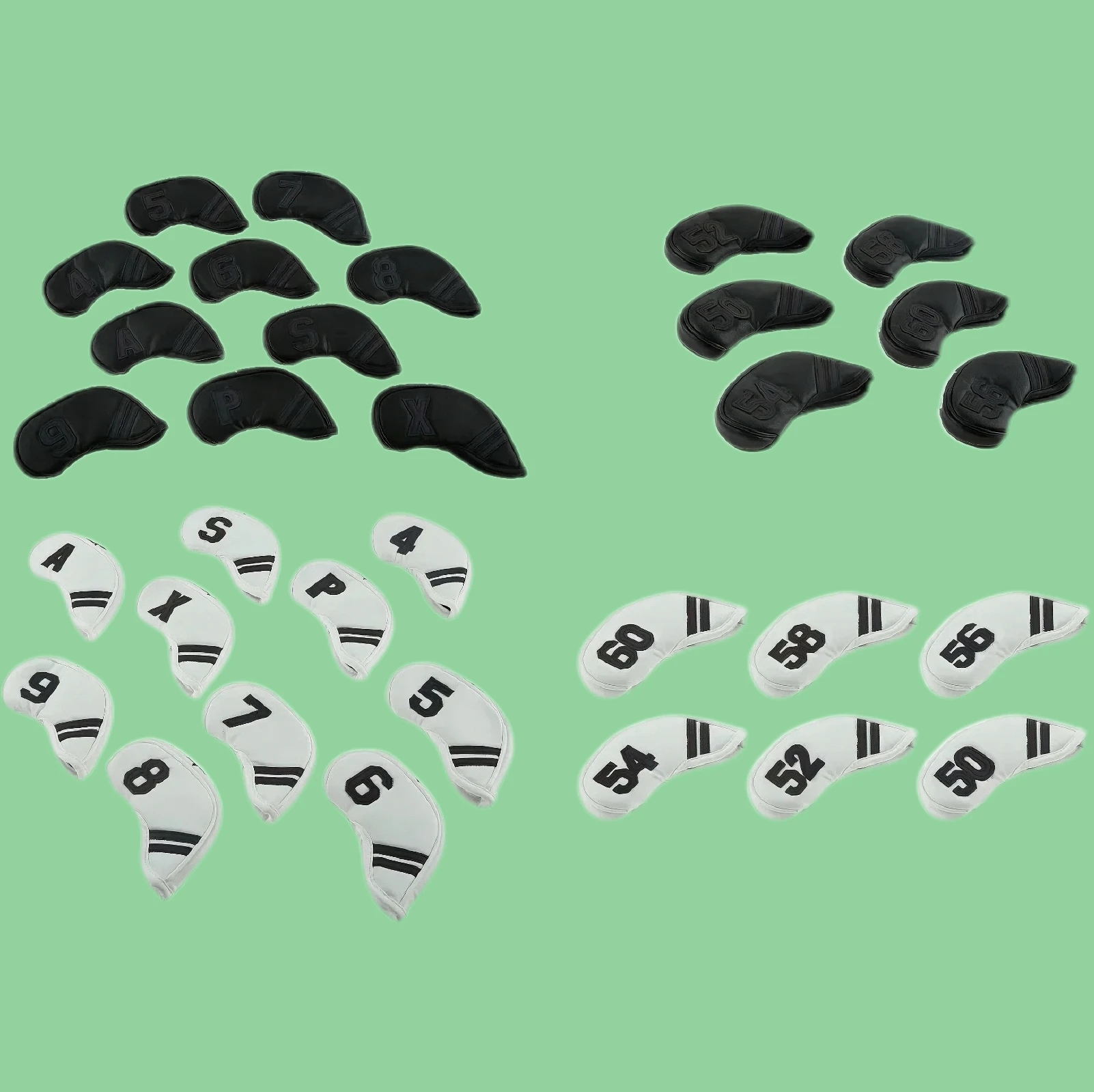 

Набор из искусственной кожи, 10 шт., железные чехлы для головы для гольфа, 4/5/6/7/8/9/P/A/S/X, 6 шт., головные уборы для клуба на танкетке с песком, 50/52/54/56/58/60 градусов