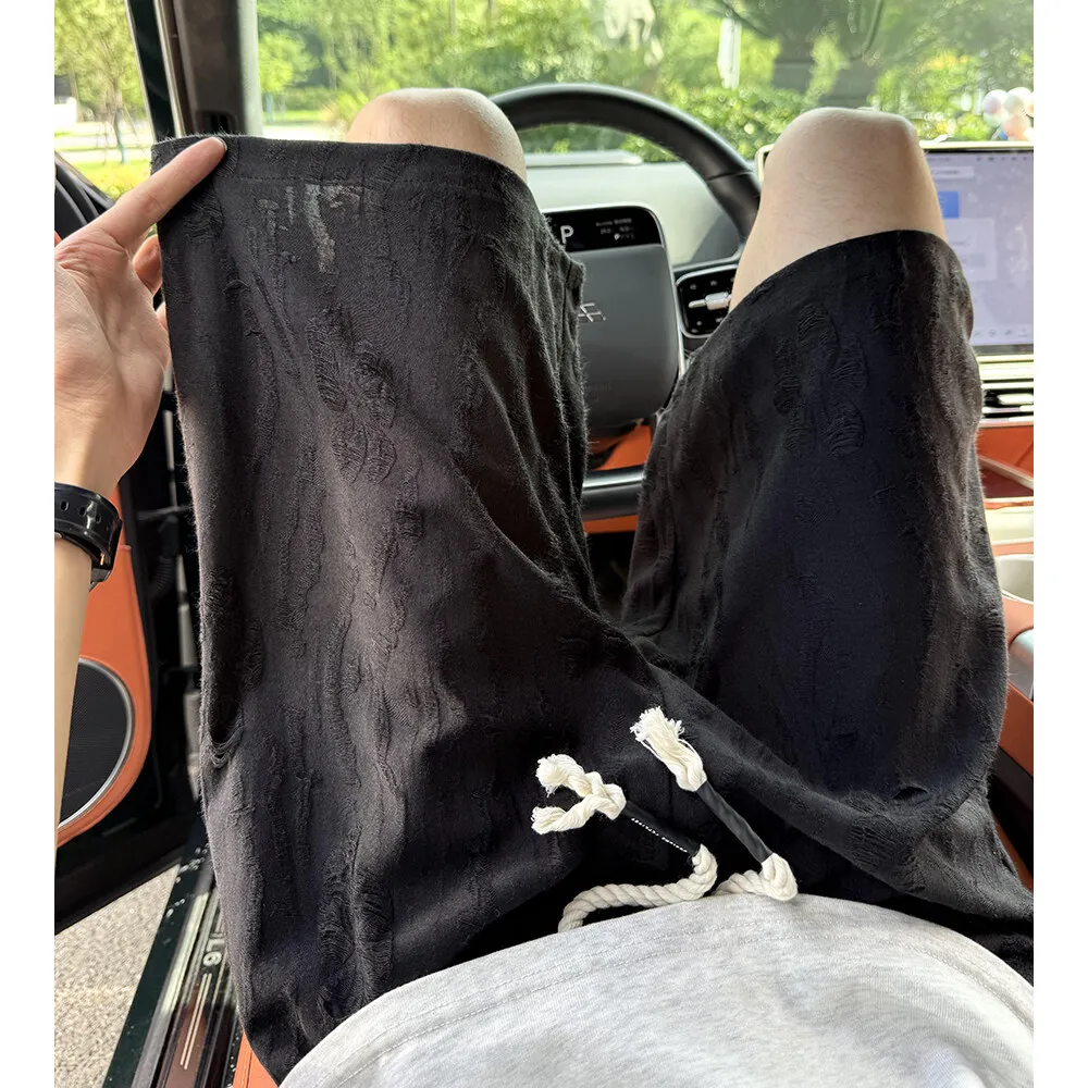 plus Size Men's Distressed Cargo Shorts 5-Inch Casual Streetwear Style Trendy Couple's Summer 2026 New Arrival