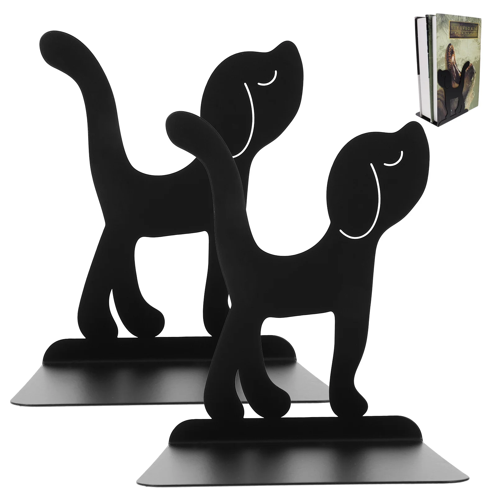 

2 Pcs Book Shelf Animal Bookends for Shelves Convenient Stand Decorative Books Black Heavy Office