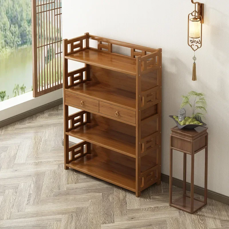 

Household Goods Tea Room Small Bogu Rack Tea Cabinet Shelf Tea Display Cabinet Solid Wood Chinese Style Tea SetTea Ornament Rack