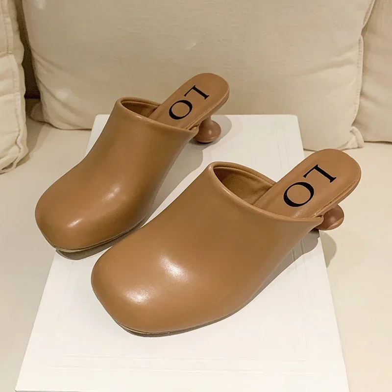 

Women High Heels Slippers Square Toe Designer Mules Shoes Elegant Pumps Sandals 2025 Trend Party Flip Flops Summer Mujer Slides