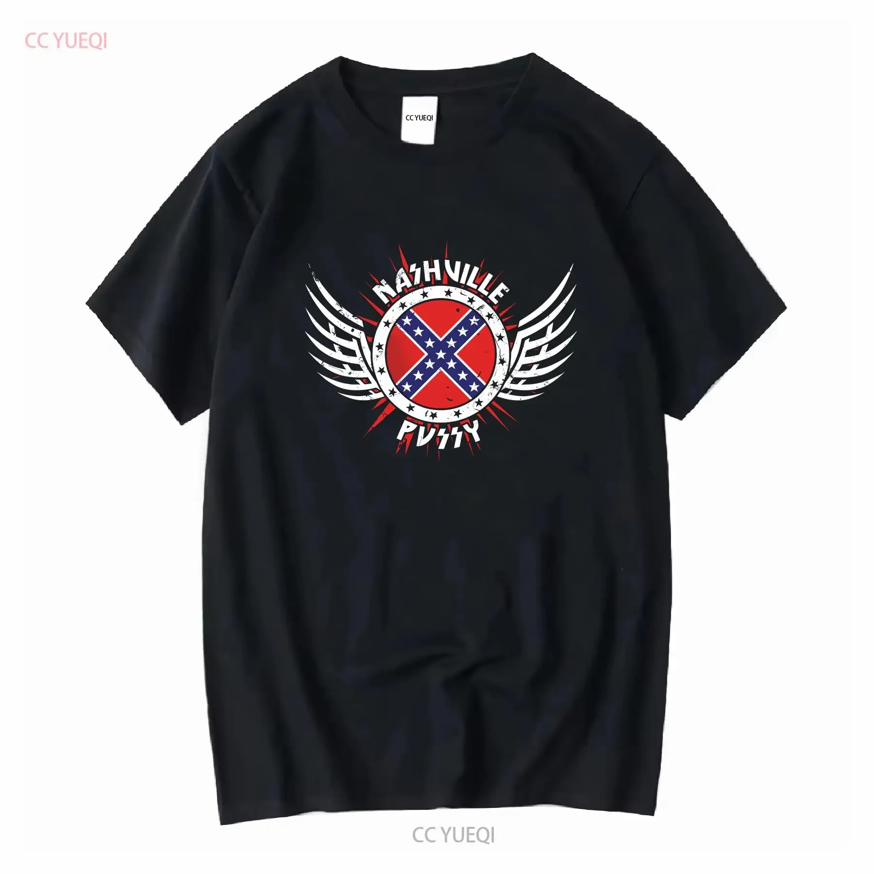 ناشفيل كس رمز تي شيرت القطن الأسود الرجال حجم S إلى 5XL BE993 طويلة الأكمام خمر غسلها الرسم مريحة قليلا #1