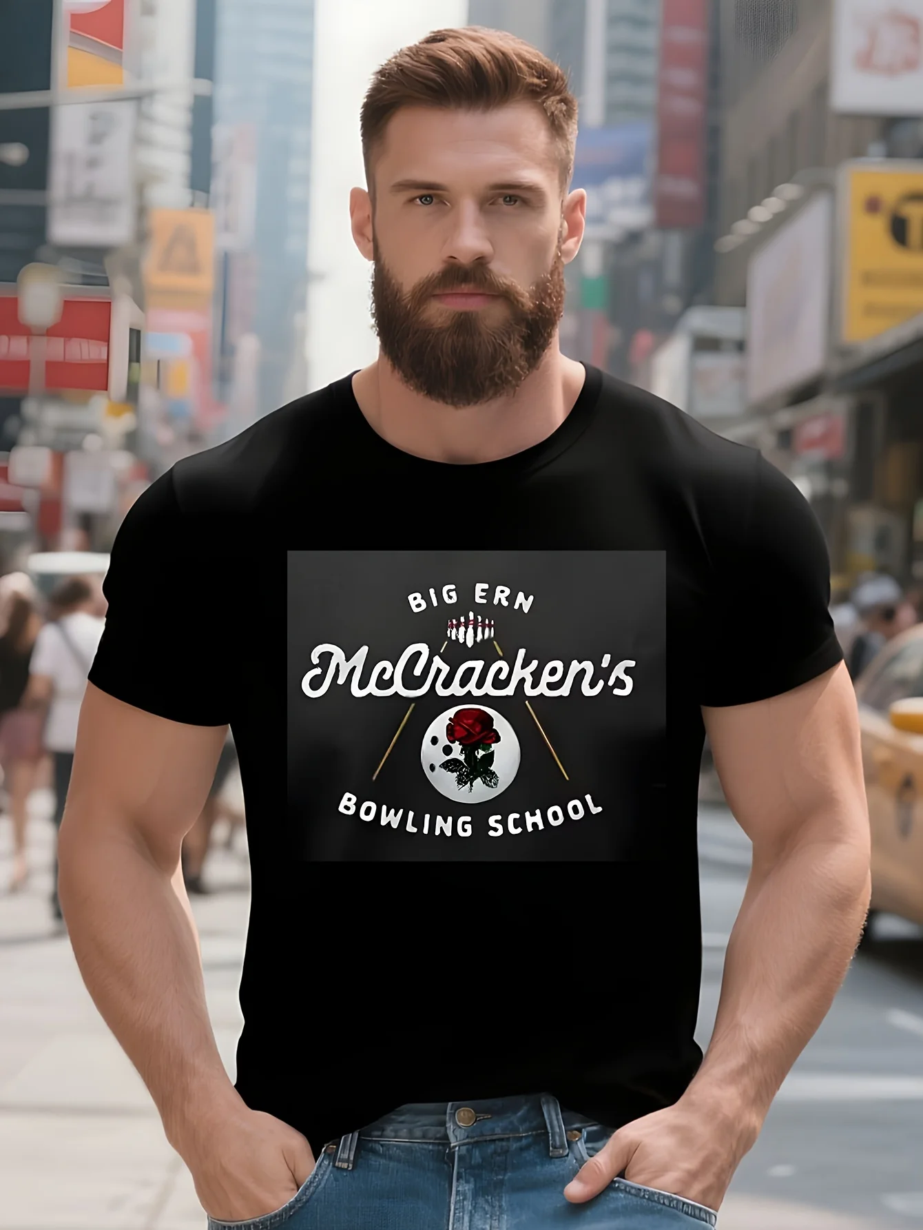 

Мужская черная футболка Big Ern McCracken Bowling School Movie