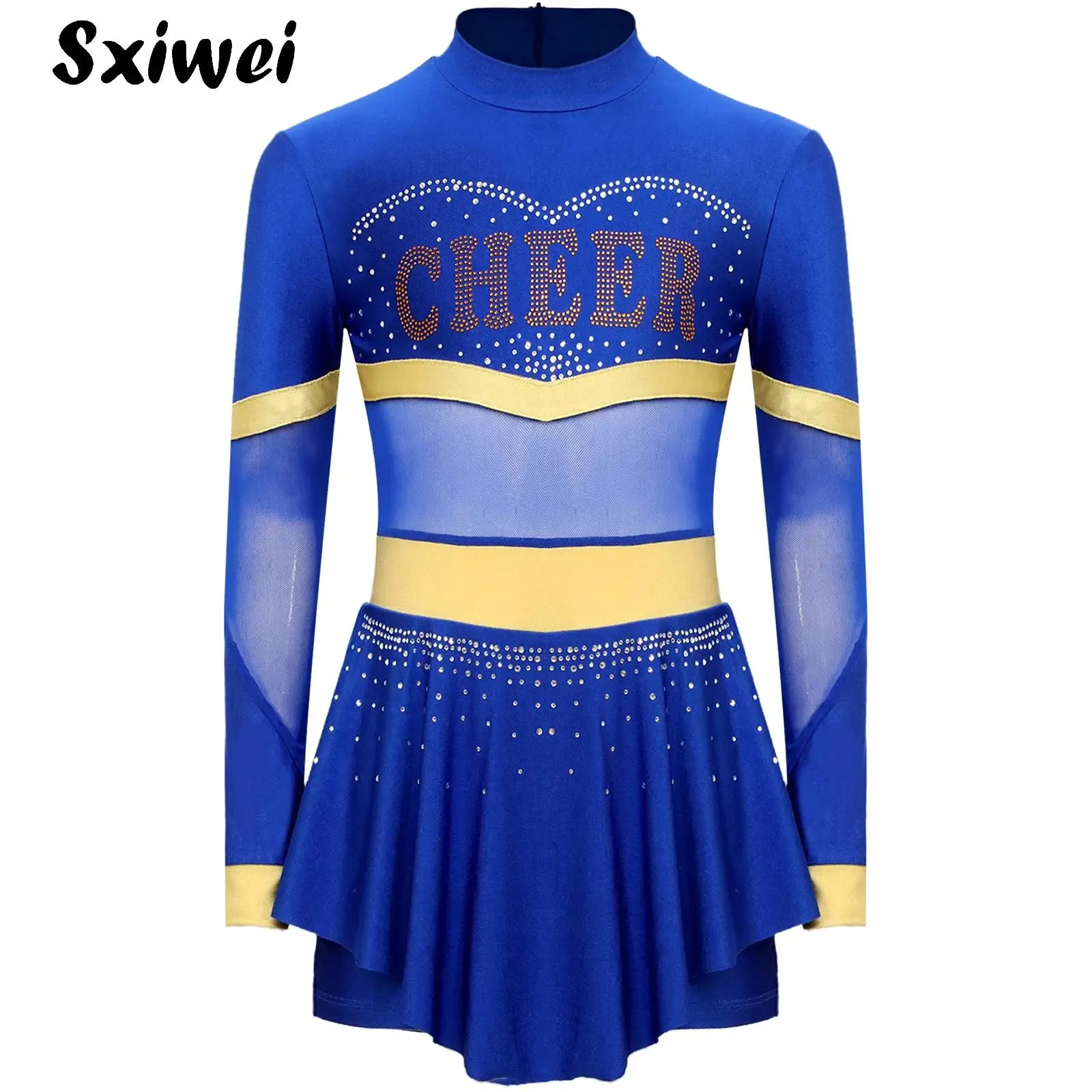 

Kids Girls Cheer Dance Costume Halloween Cosplay Cheerleader Uniforms Dress Up for Musical School Team Sports Stage Performance