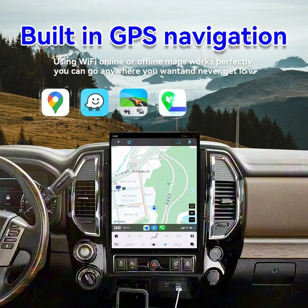 Android AUTO For Nissan Titan 2016 2017 -2025 CarPlay Car GPS Navigation Radio Touch Screen Multimedia Player Head Unit Stereo