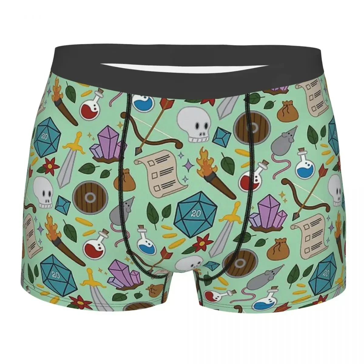 Skeleton Skull Bone DND Game Trinkets Pattern Underpants Homme Panties Men's Underwear Comfortable Shorts Boxer Briefs